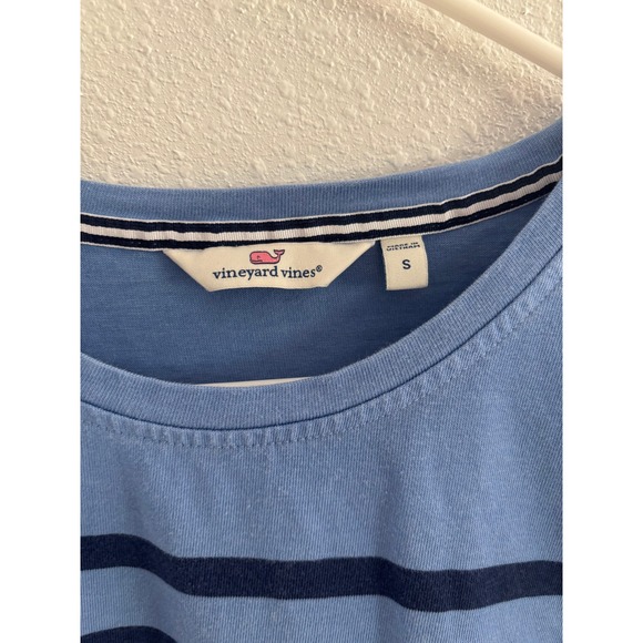 Vineyard Vines Deluxe Tee Womens Medium Newport Blue Striped Coastal Beachy - Picture 5 of 6